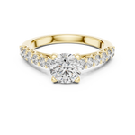 Gold 1Ct Round Side Stone Lab Grown Diamond Plina Ring