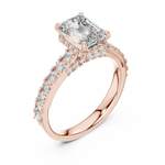 Gold 1Ct Emerald Hidden Halo Pave Lab Grown Diamond Domi Ring