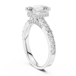 Gold 1Ct Emerald Hidden Halo Pave Lab Grown Diamond Domi Ring