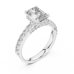Gold 1Ct Emerald Hidden Halo Pave Lab Grown Diamond Domi Ring