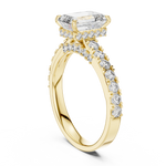 Gold 1Ct Emerald Hidden Halo Pave Lab Grown Diamond Domi Ring