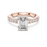 Gold 1Ct Emerald Hidden Halo Pave Lab Grown Diamond Domi Ring