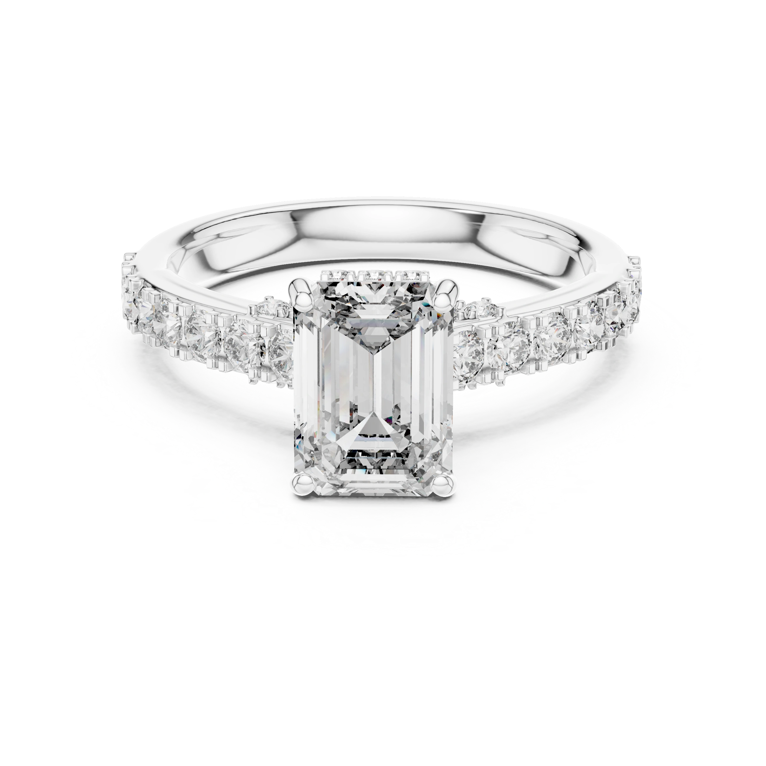 Gold 1Ct Emerald Hidden Halo Pave Lab Grown Diamond Domi Ring