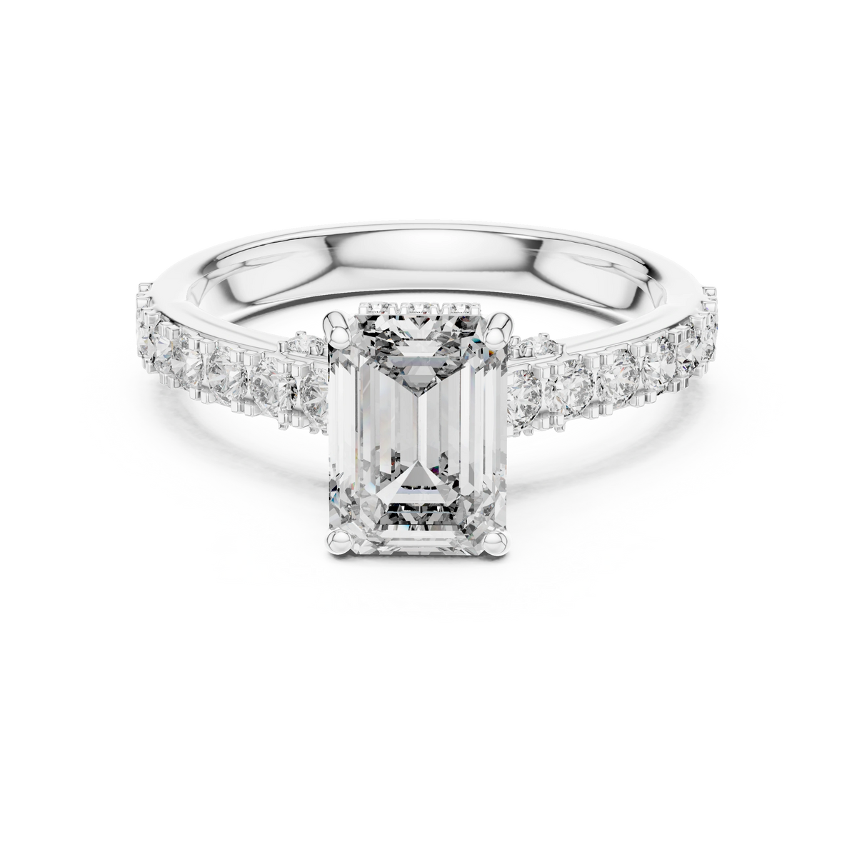 Gold 1Ct Emerald Hidden Halo Pave Lab Grown Diamond Domi Ring