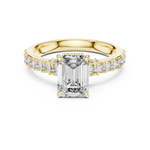 Gold 1Ct Emerald Hidden Halo Pave Lab Grown Diamond Domi Ring