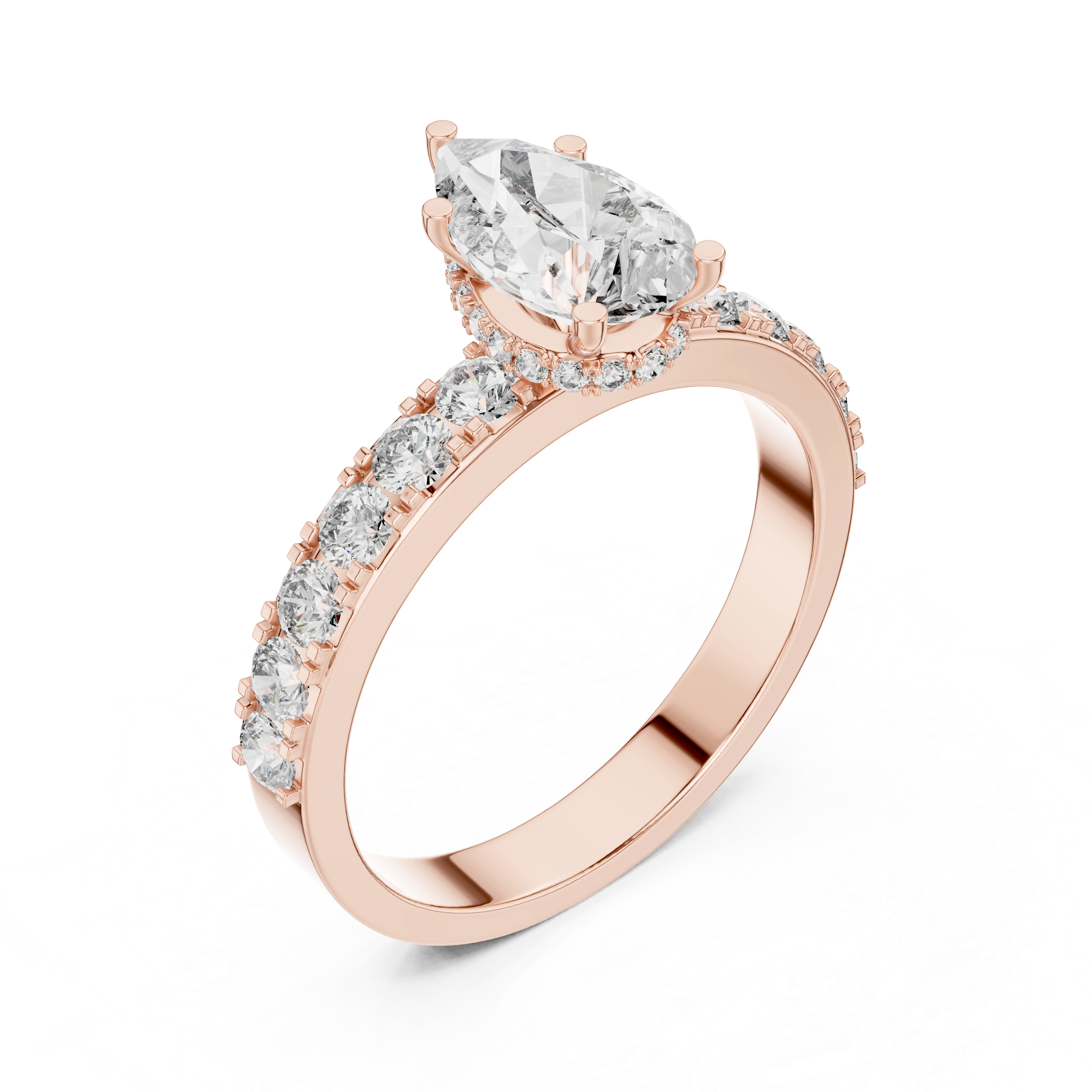 Gold 1Ct Pear Pave Lab Grown Diamond Orla Ring