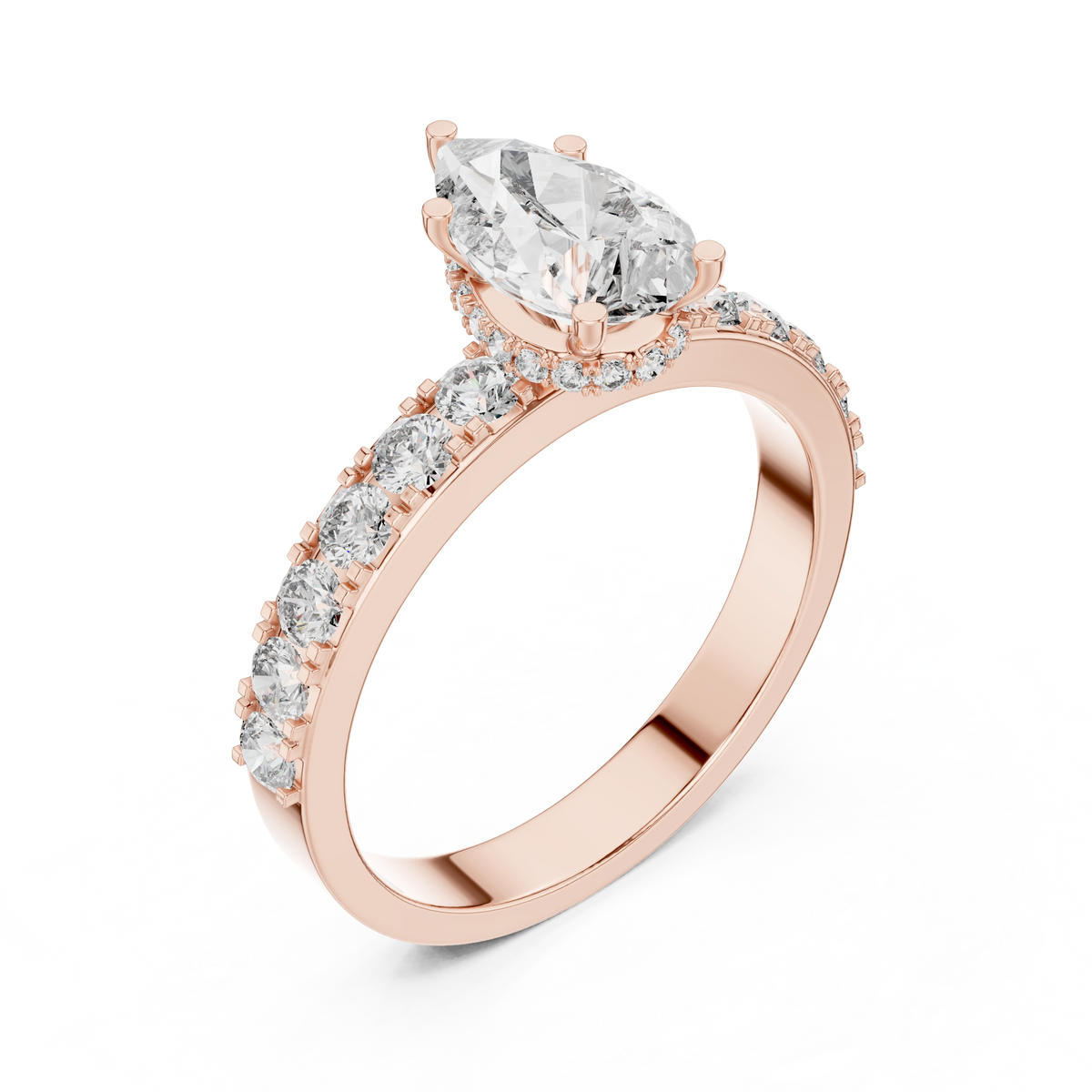 Gold 1Ct Pear Pave Lab Grown Diamond Orla Ring