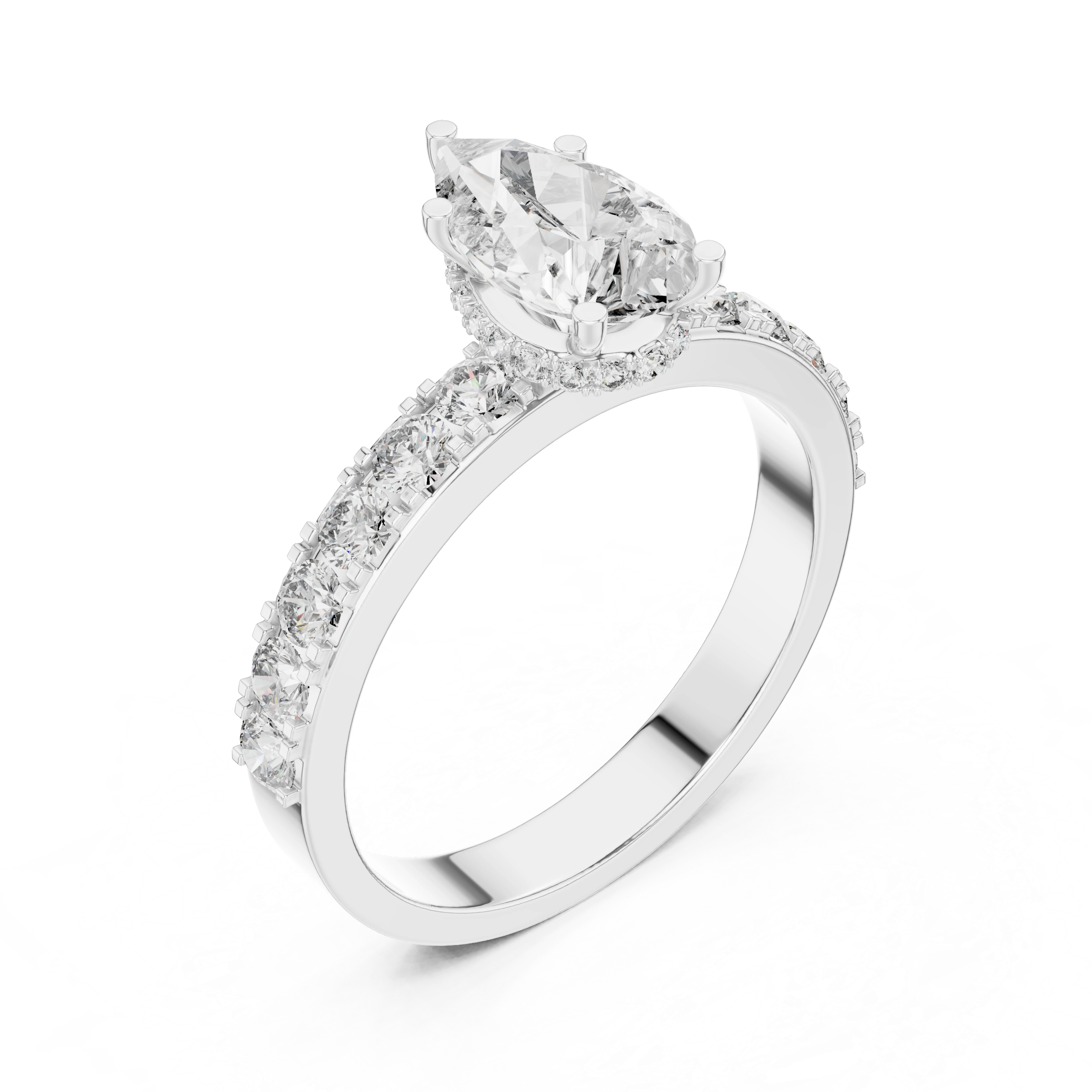 Gold 1Ct Pear Pave Lab Grown Diamond Orla Ring