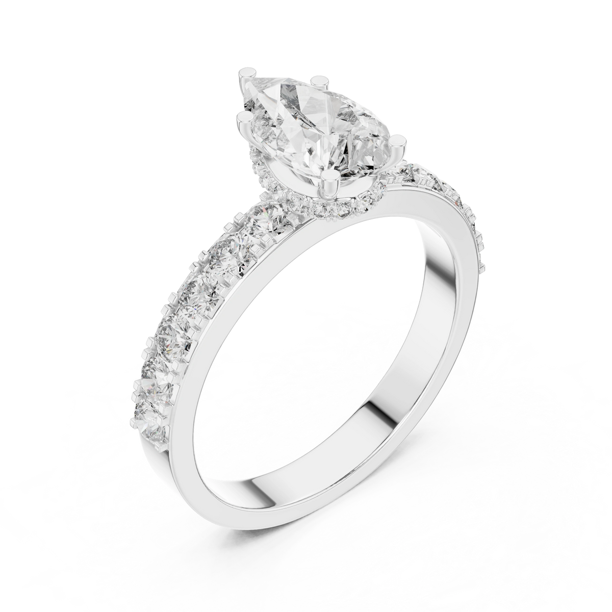 Gold 1Ct Pear Pave Lab Grown Diamond Orla Ring