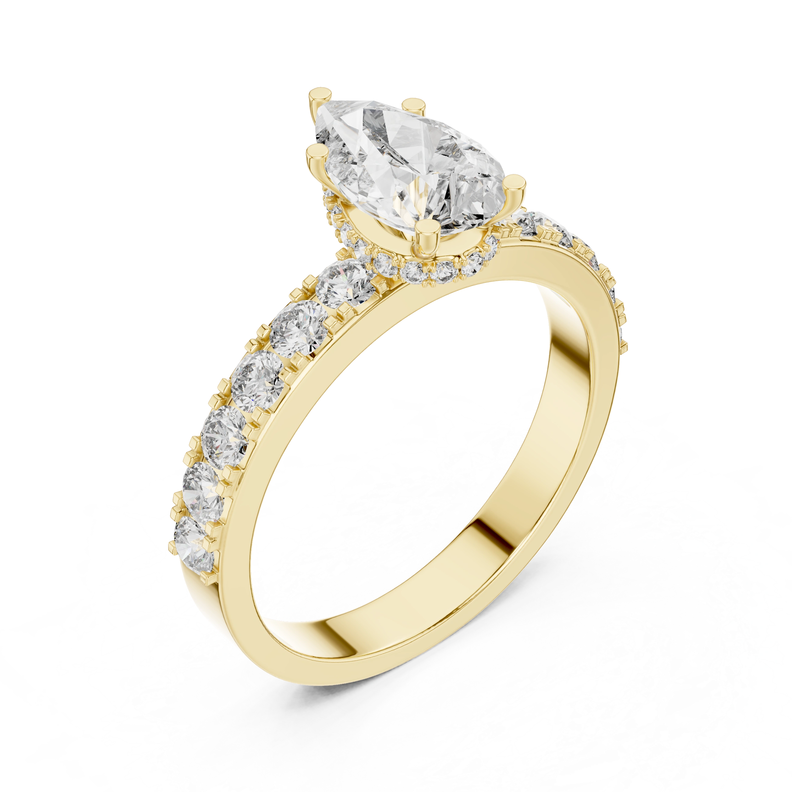 Gold 1Ct Pear Pave Lab Grown Diamond Orla Ring