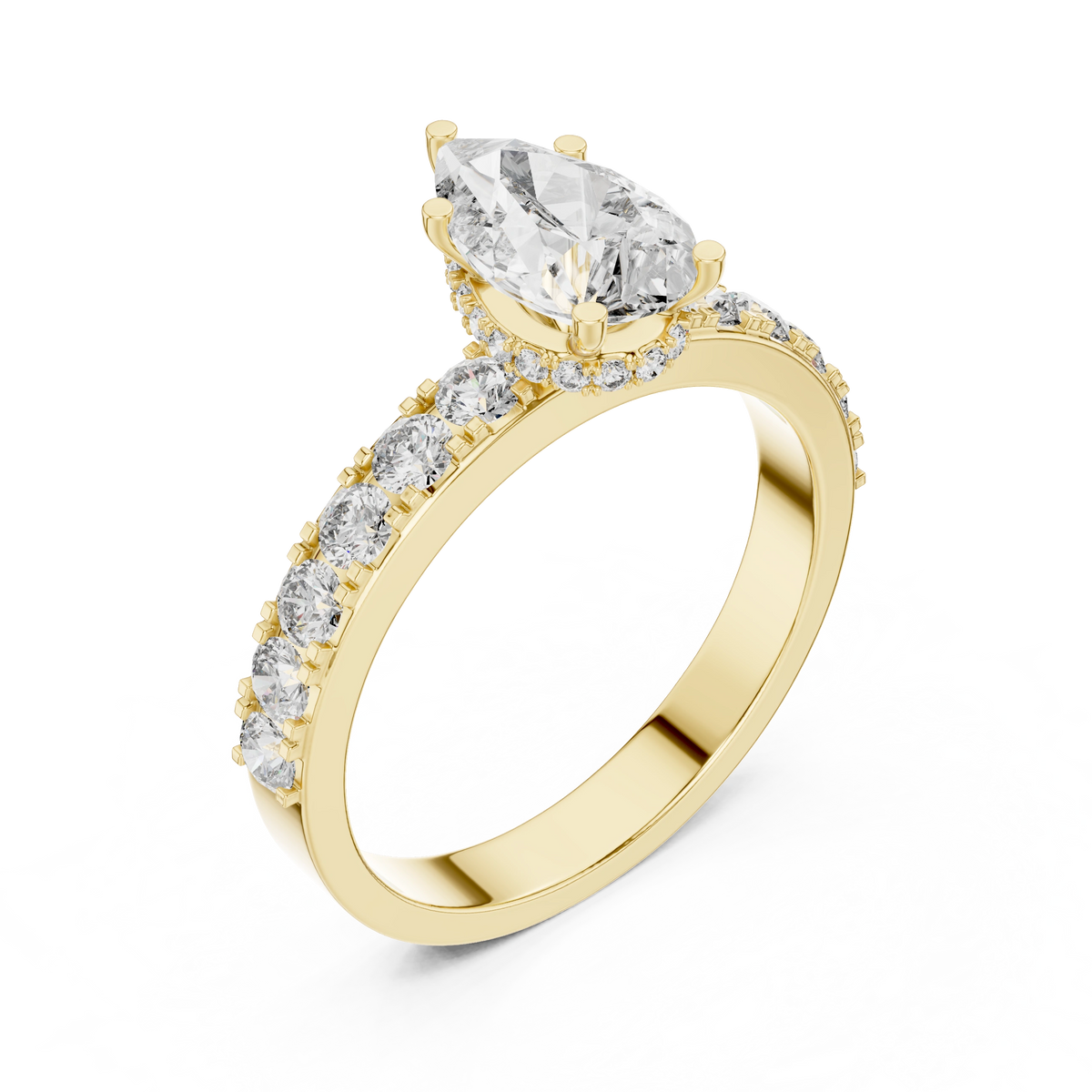 Gold 1Ct Pear Pave Lab Grown Diamond Orla Ring