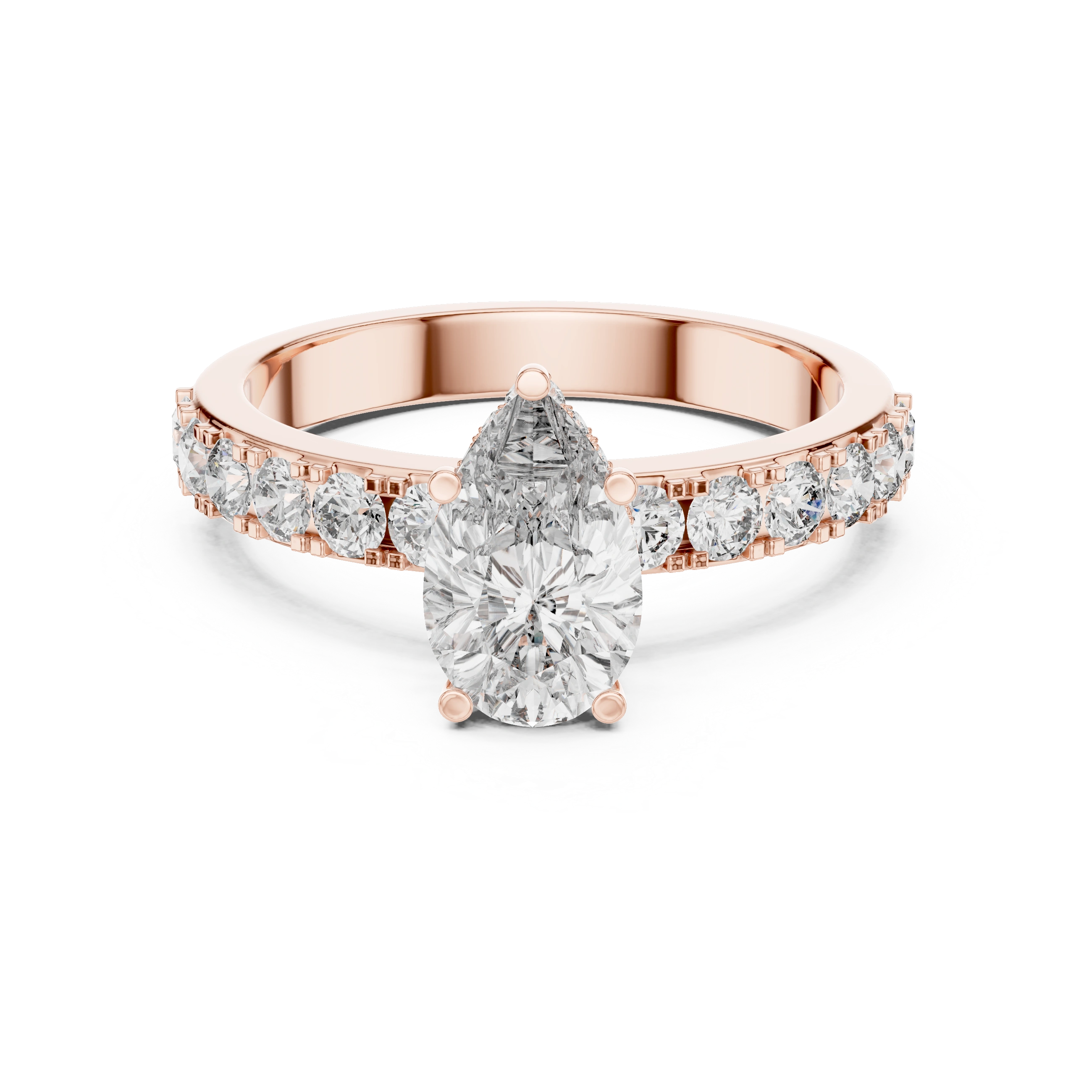 Gold 1Ct Pear Pave Lab Grown Diamond Orla Ring