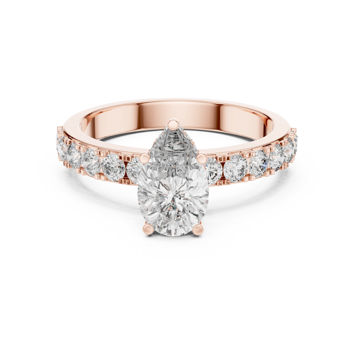 Gold 1Ct Pear Pave Lab Grown Diamond Orla Ring