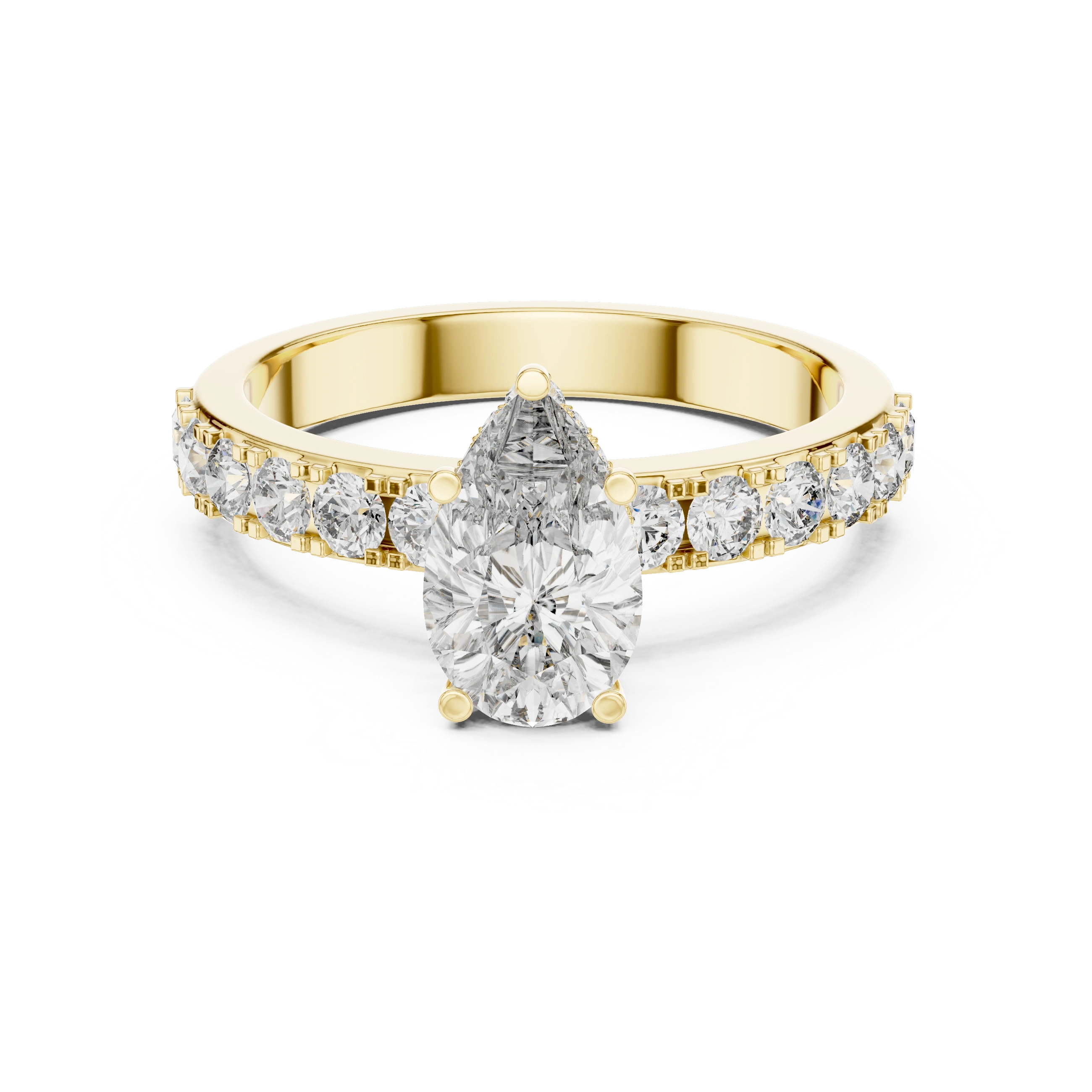 Gold 1Ct Pear Pave Lab Grown Diamond Orla Ring