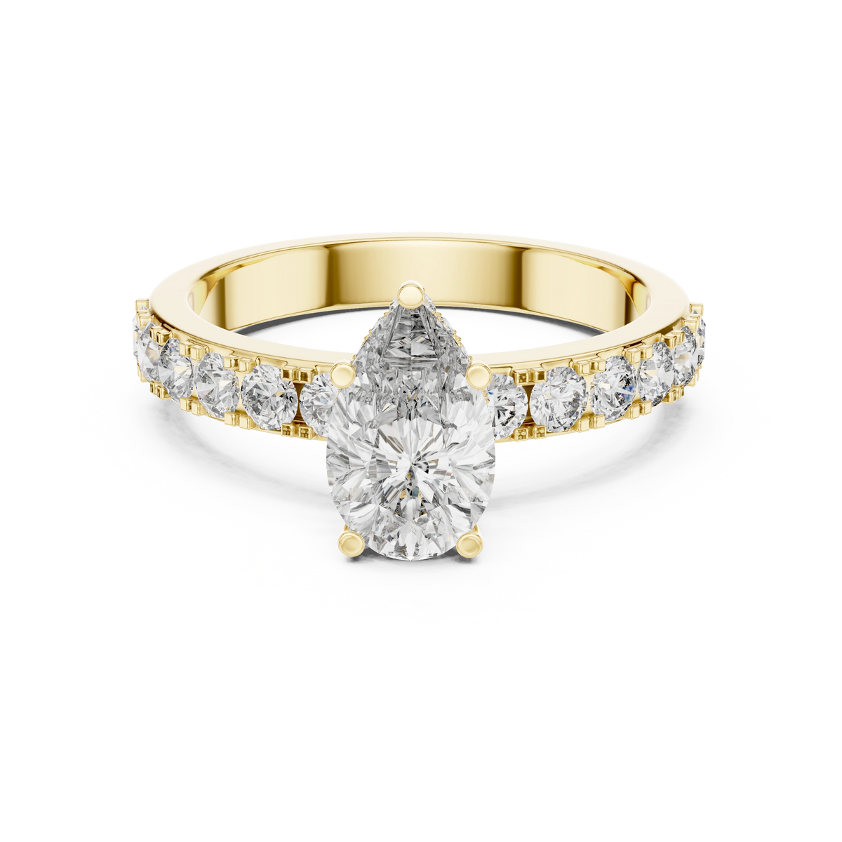 Gold 1Ct Pear Pave Lab Grown Diamond Orla Ring