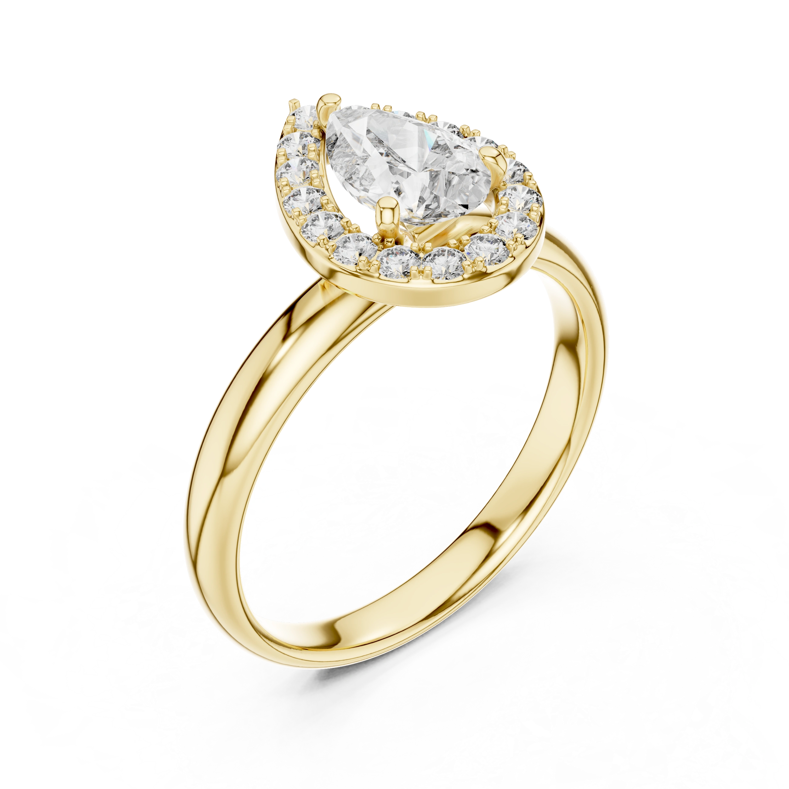 Gold 1Ct Pear Halo Lab Grown Diamond Tymi Ring