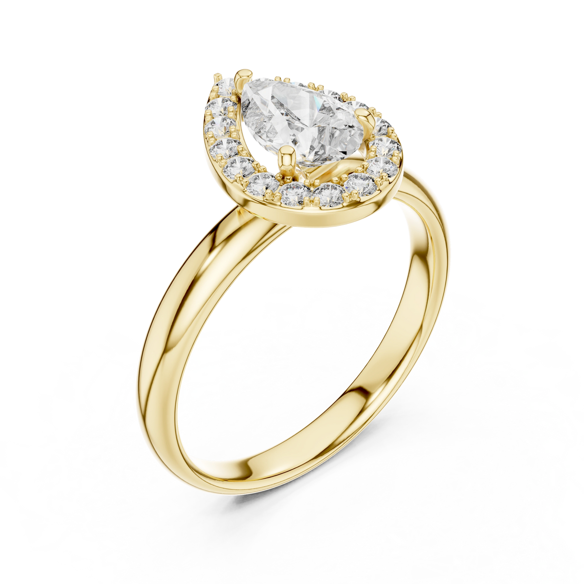 Gold 1Ct Pear Halo Lab Grown Diamond Tymi Ring