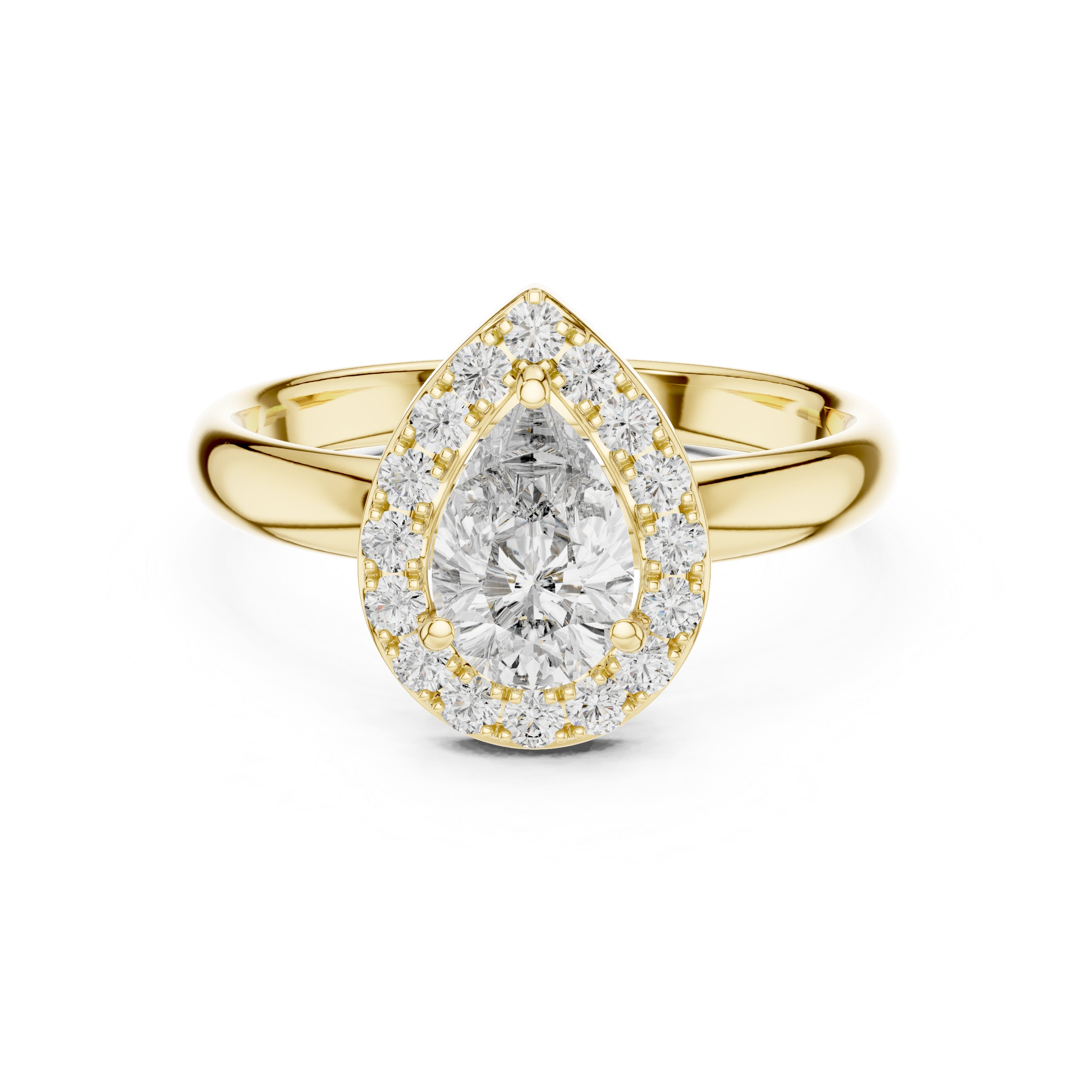 Gold 1Ct Pear Halo Lab Grown Diamond Tymi Ring