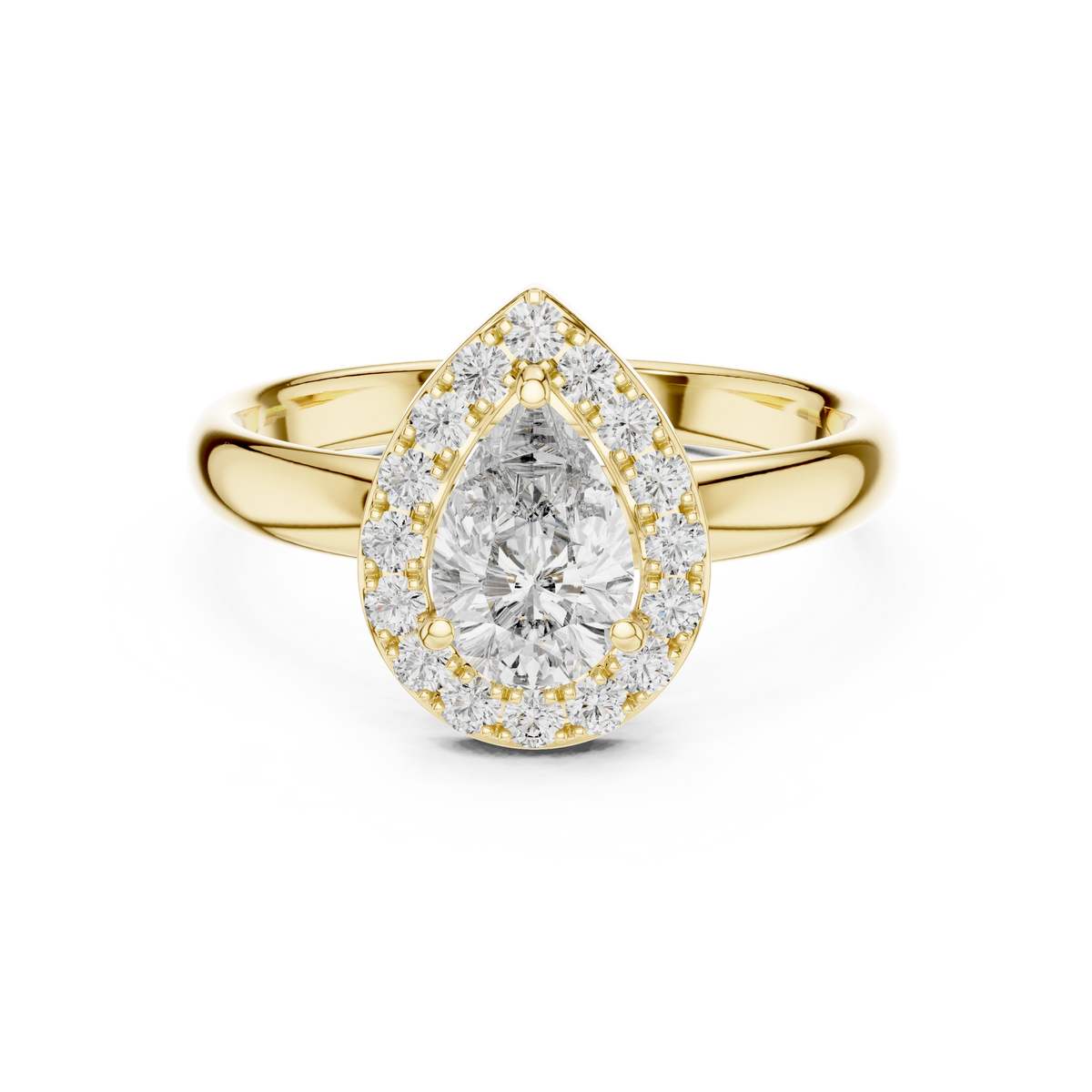Gold 1Ct Pear Halo Lab Grown Diamond Tymi Ring