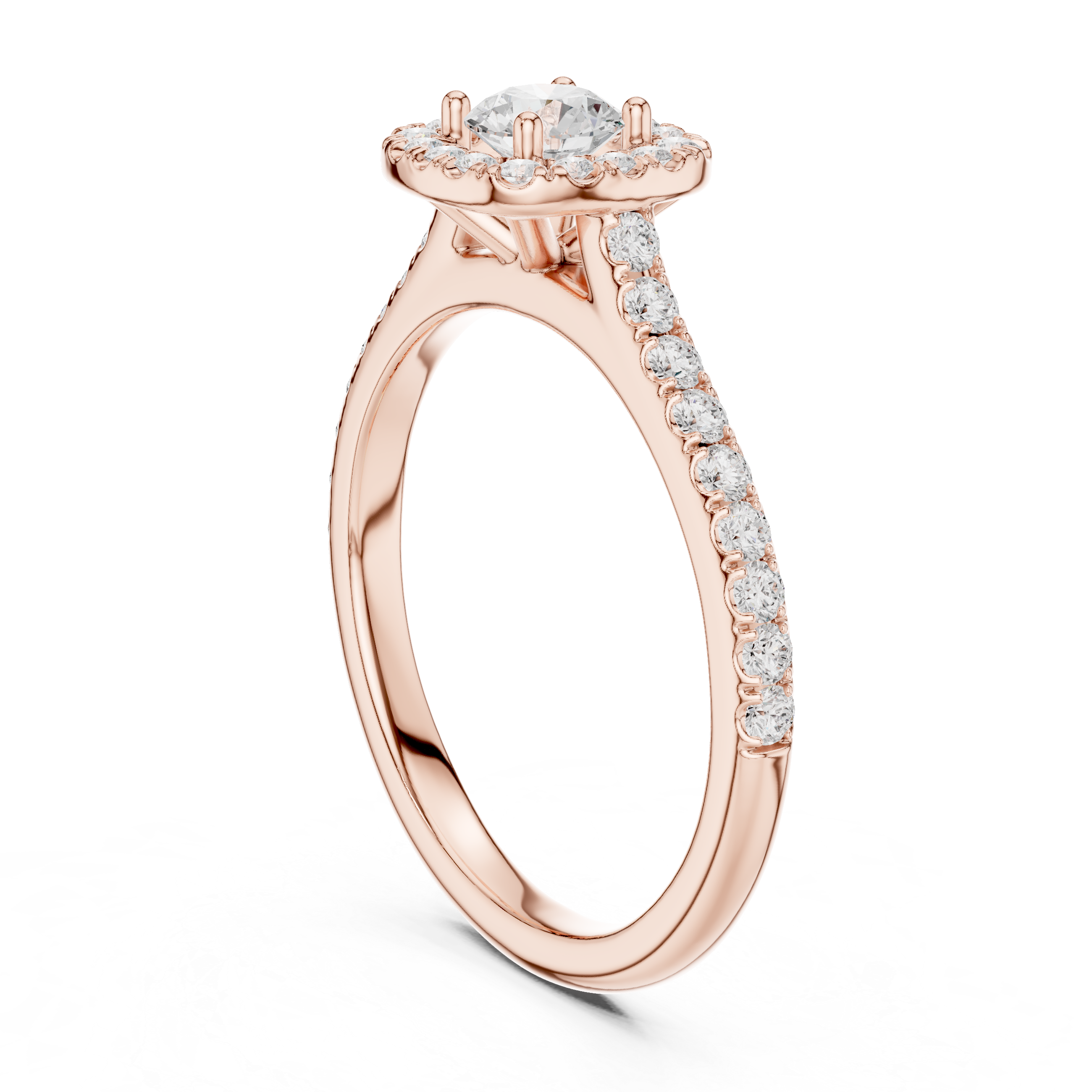 Gold Floral Halo Round Lab Grown Diamond Nuvra Ring