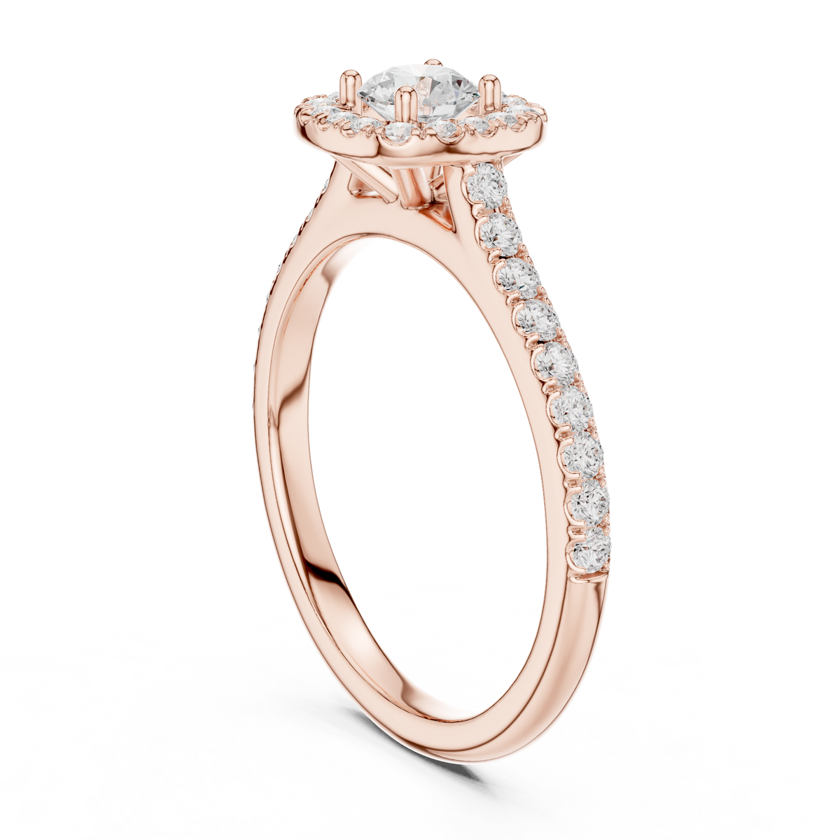 Gold Floral Halo Round Lab Grown Diamond Nuvra Ring