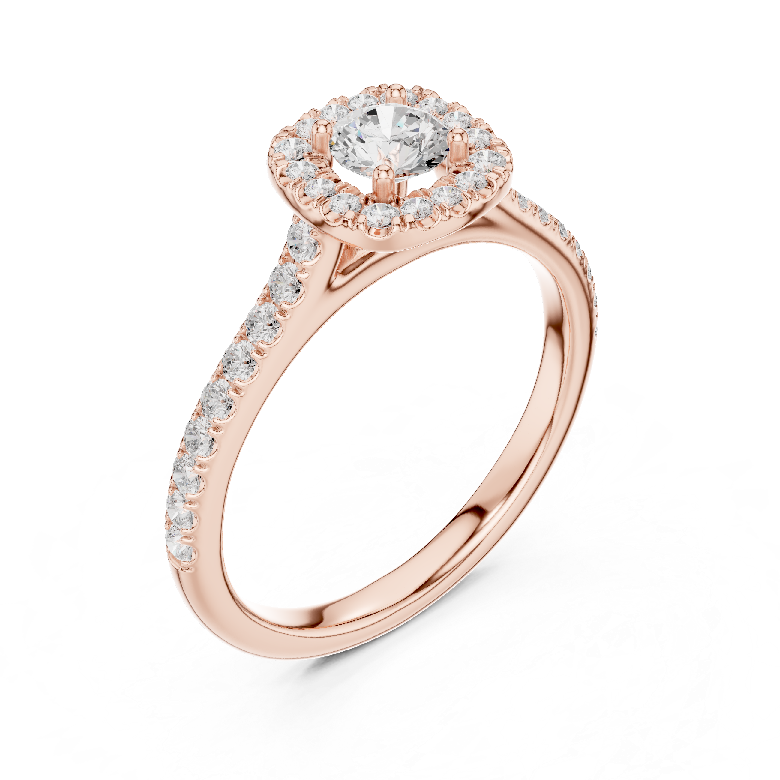 Gold Floral Halo Round Lab Grown Diamond Nuvra Ring