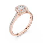 Gold Floral Halo Round Lab Grown Diamond Nuvra Ring