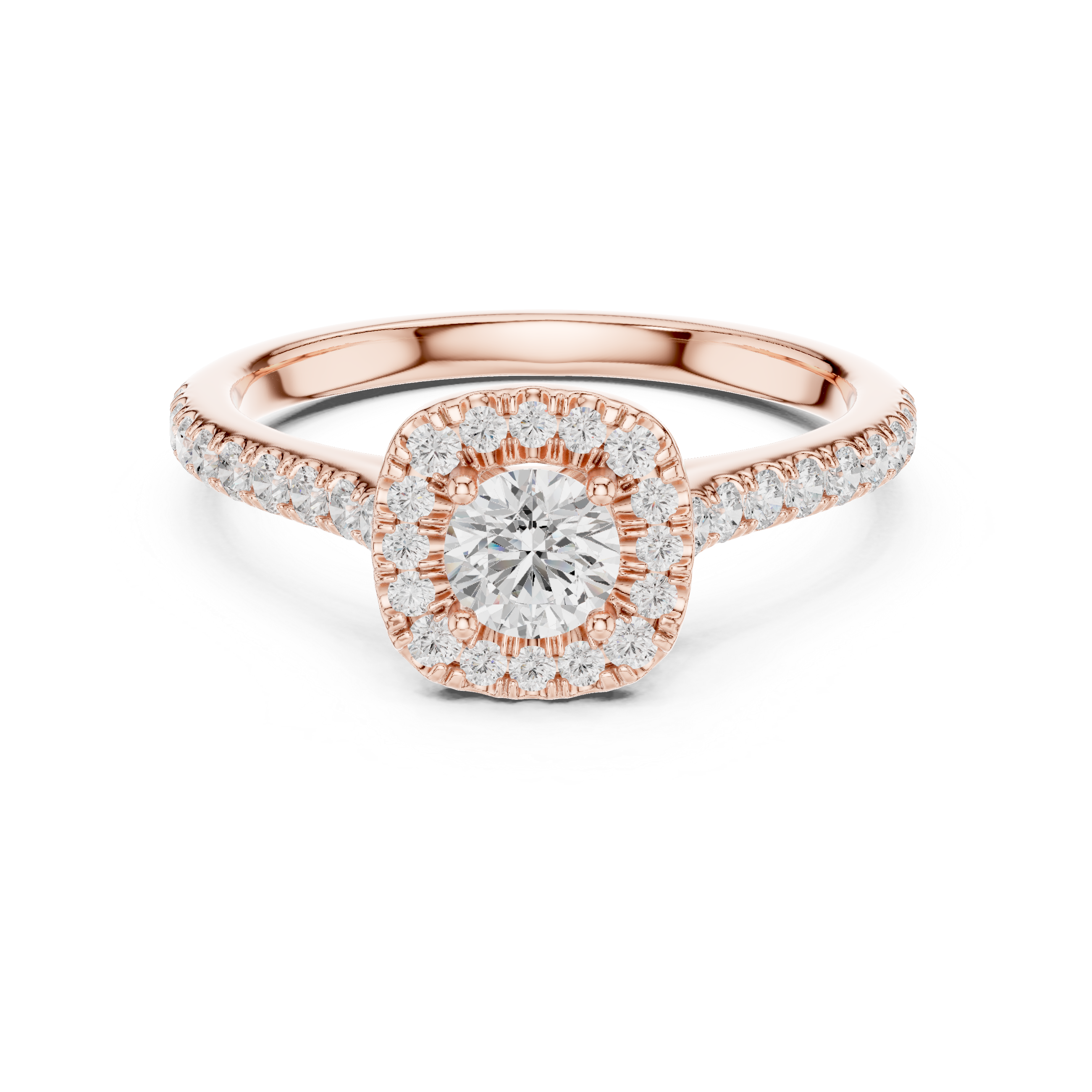 Gold Floral Halo Round Lab Grown Diamond Nuvra Ring