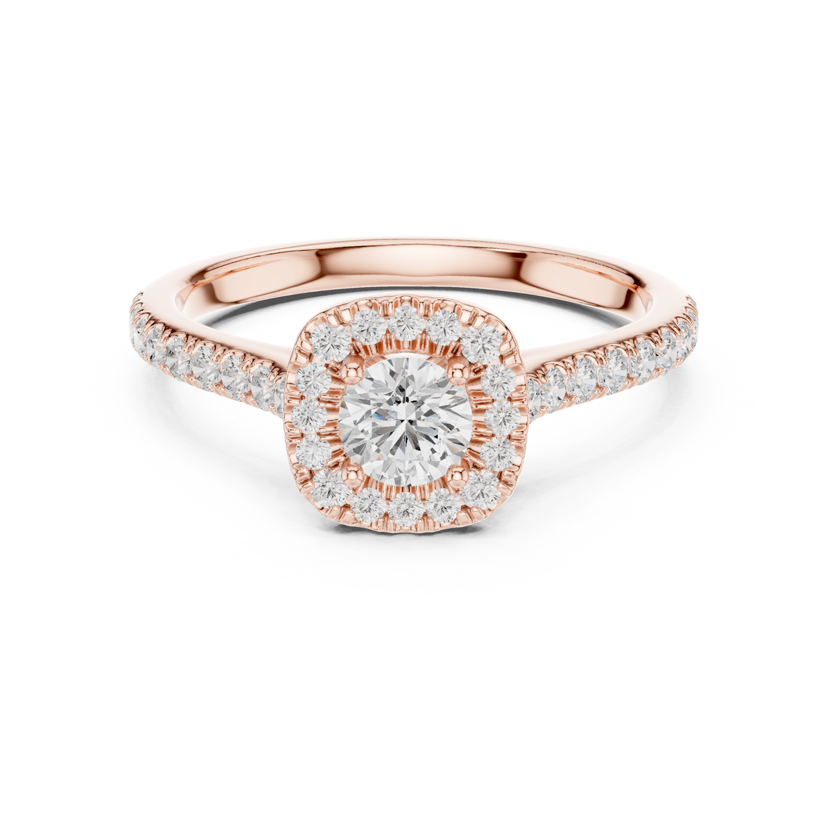 Gold Floral Halo Round Lab Grown Diamond Nuvra Ring