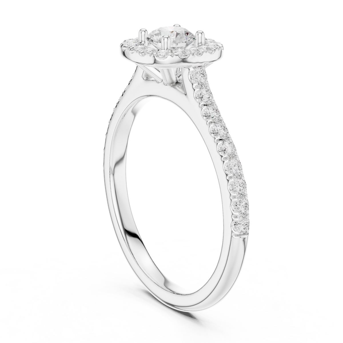 Gold Floral Halo Round Lab Grown Diamond Nuvra Ring