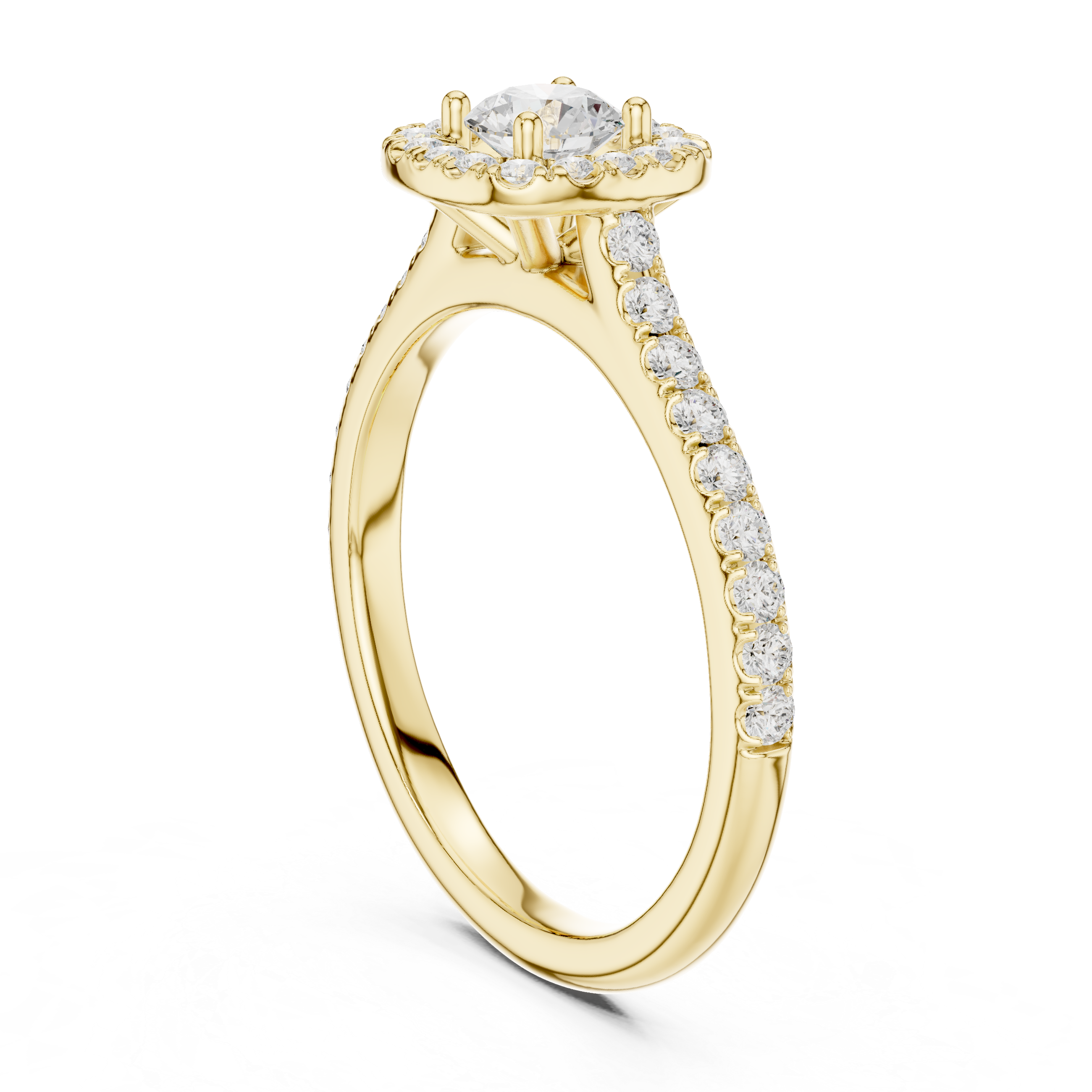 Gold Floral Halo Round Lab Grown Diamond Nuvra Ring