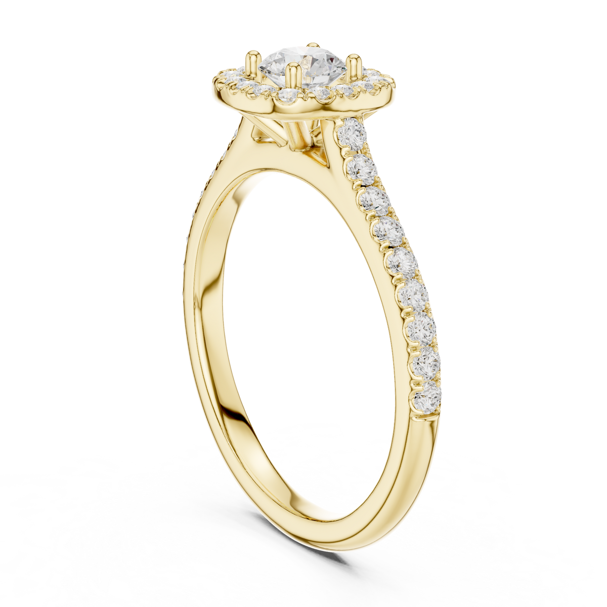 Gold Floral Halo Round Lab Grown Diamond Nuvra Ring
