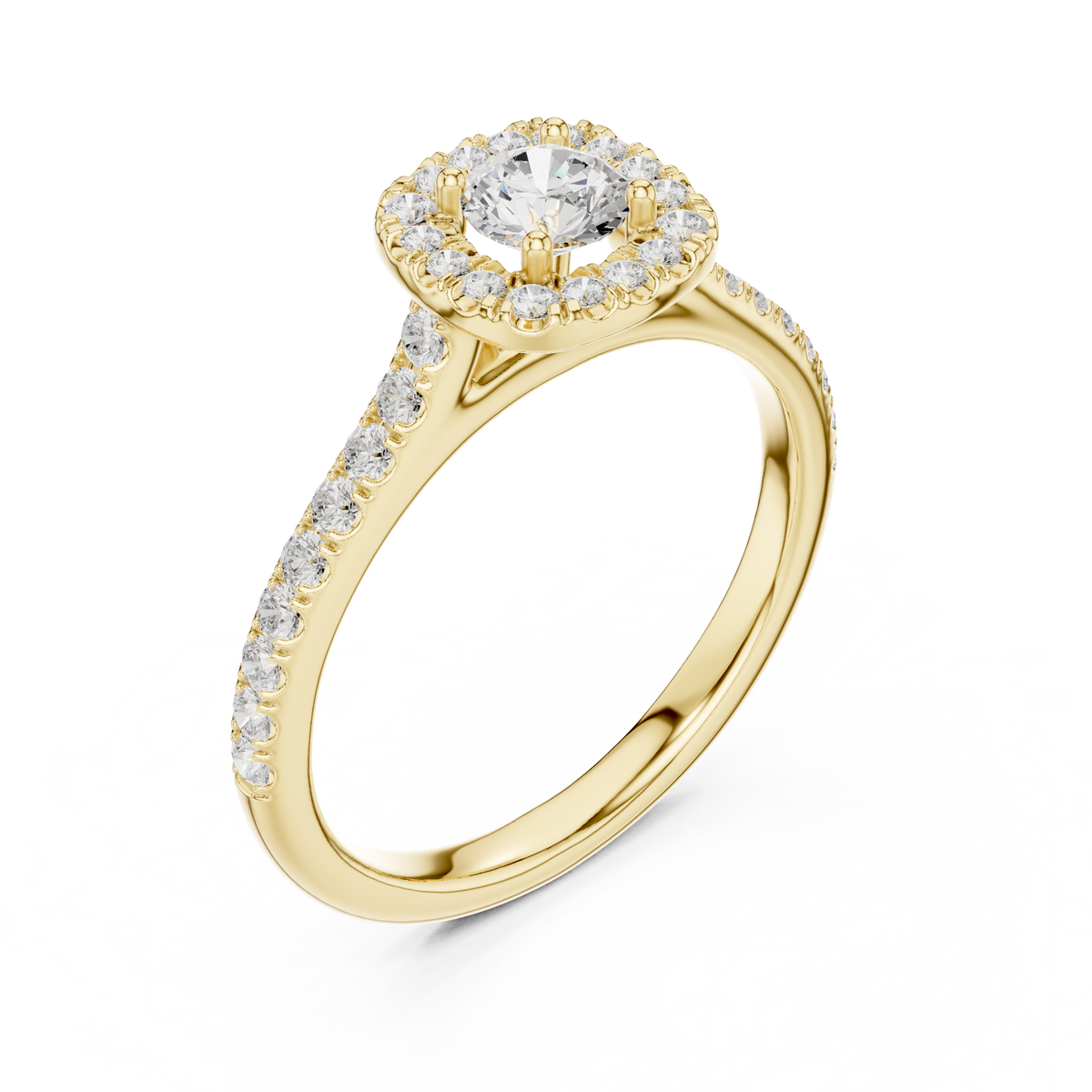 Gold Floral Halo Round Lab Grown Diamond Nuvra Ring