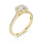 Gold Floral Halo Round Lab Grown Diamond Nuvra Ring