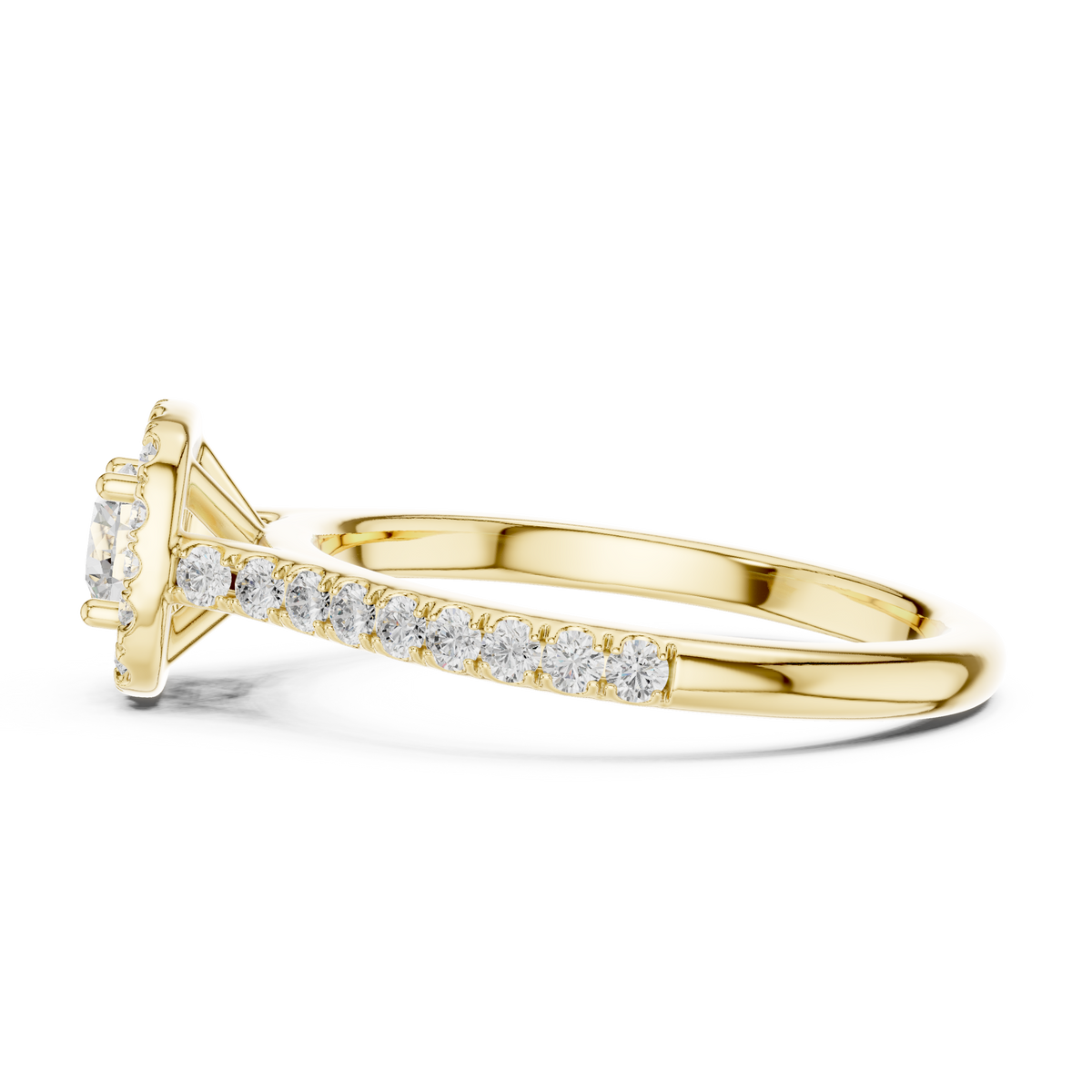 Gold Floral Halo Round Lab Grown Diamond Nuvra Ring