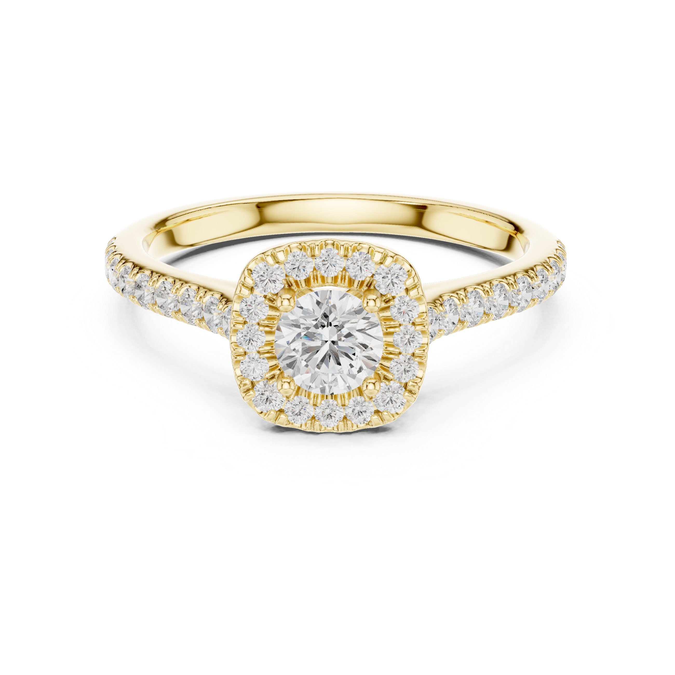 Gold Floral Halo Round Lab Grown Diamond Nuvra Ring