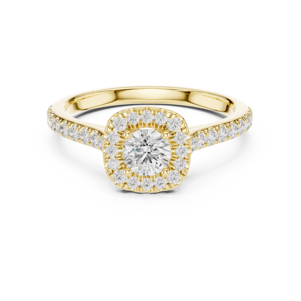 Gold Floral Halo Round Lab Grown Diamond Nuvra Ring