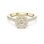 Gold Floral Halo Round Lab Grown Diamond Nuvra Ring