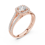 Gold 1Ct Halo Split Shank Round Lab Grown Diamond Xavyn Ring