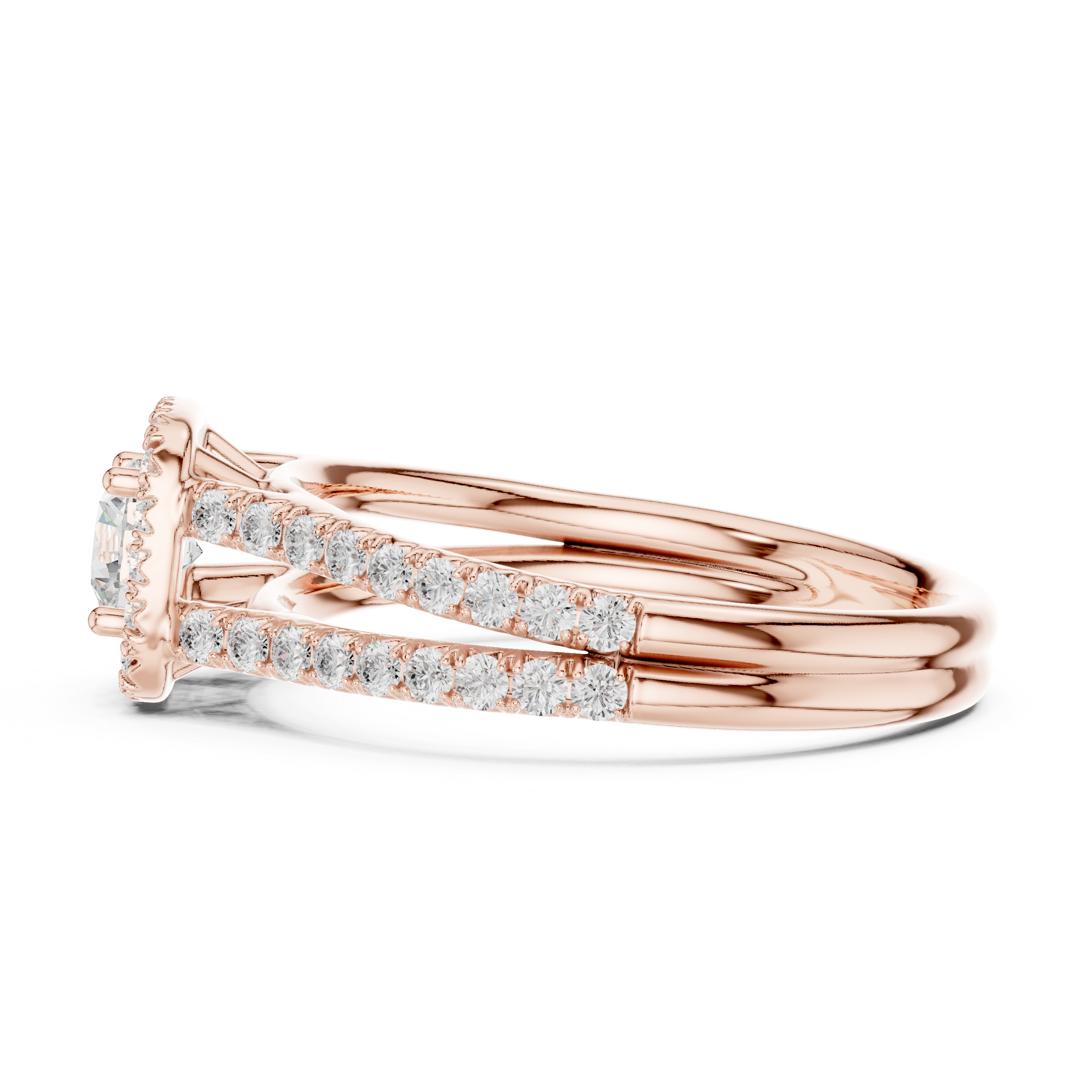 Gold 1Ct Halo Split Shank Round Lab Grown Diamond Xavyn Ring
