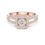 Gold 1Ct Halo Split Shank Round Lab Grown Diamond Xavyn Ring