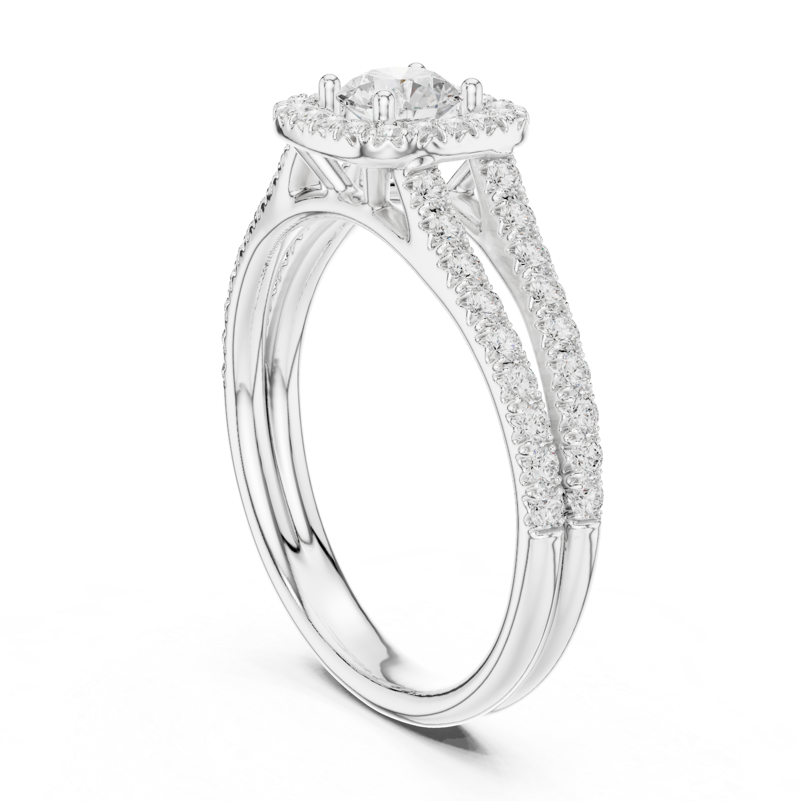 Gold 1Ct Halo Split Shank Round Lab Grown Diamond Xavyn Ring