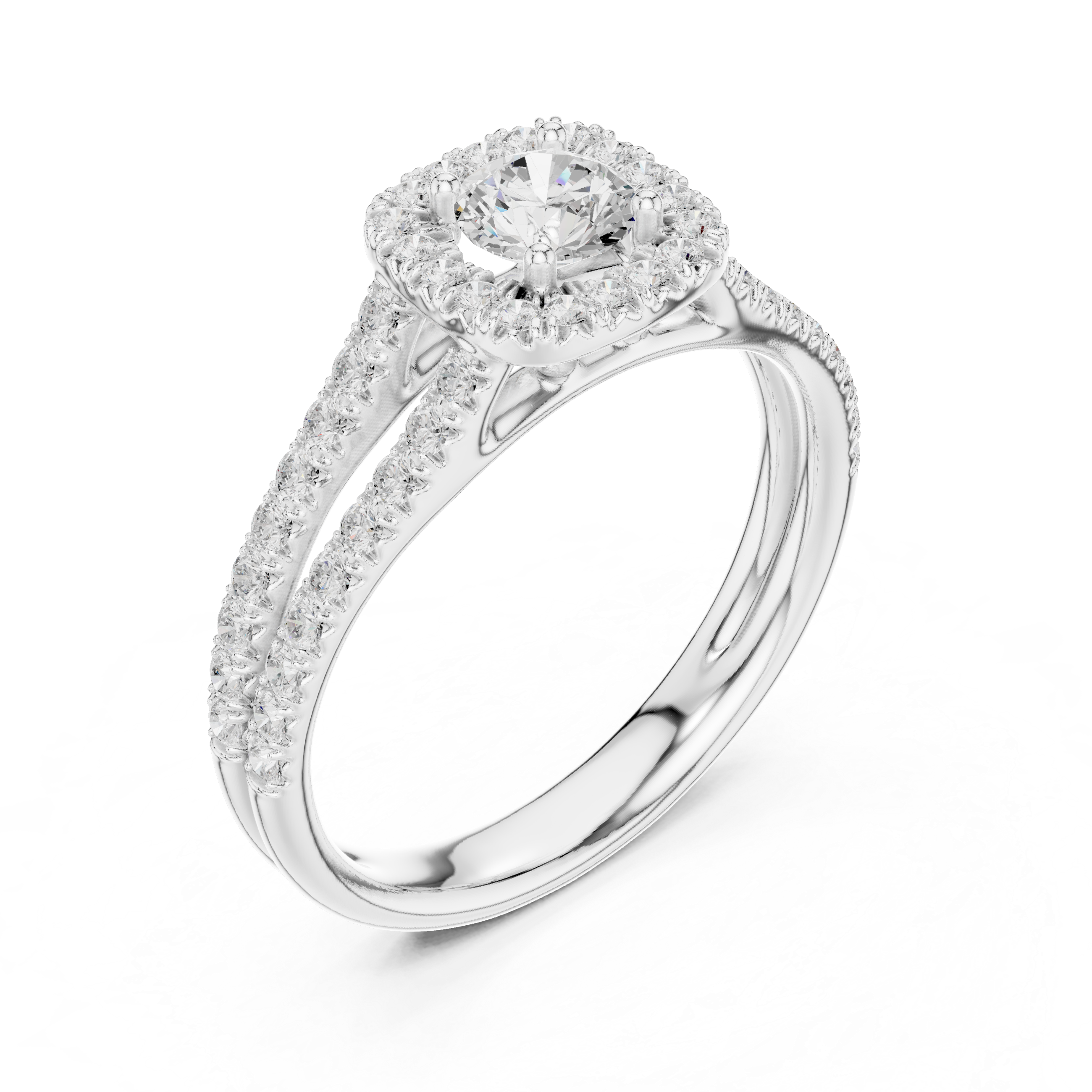 Gold 1Ct Halo Split Shank Round Lab Grown Diamond Xavyn Ring
