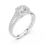 Gold 1Ct Halo Split Shank Round Lab Grown Diamond Xavyn Ring