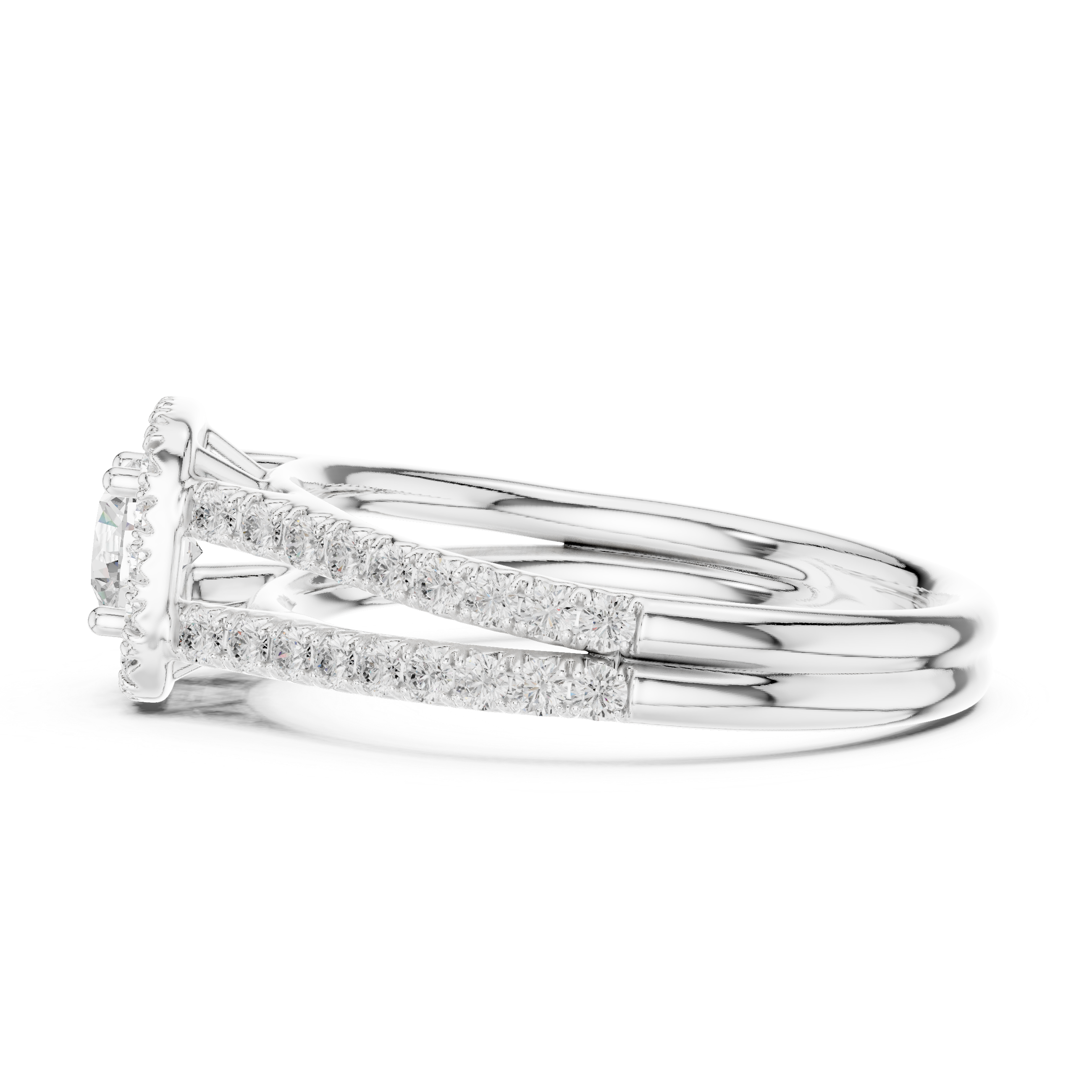 Gold 1Ct Halo Split Shank Round Lab Grown Diamond Xavyn Ring