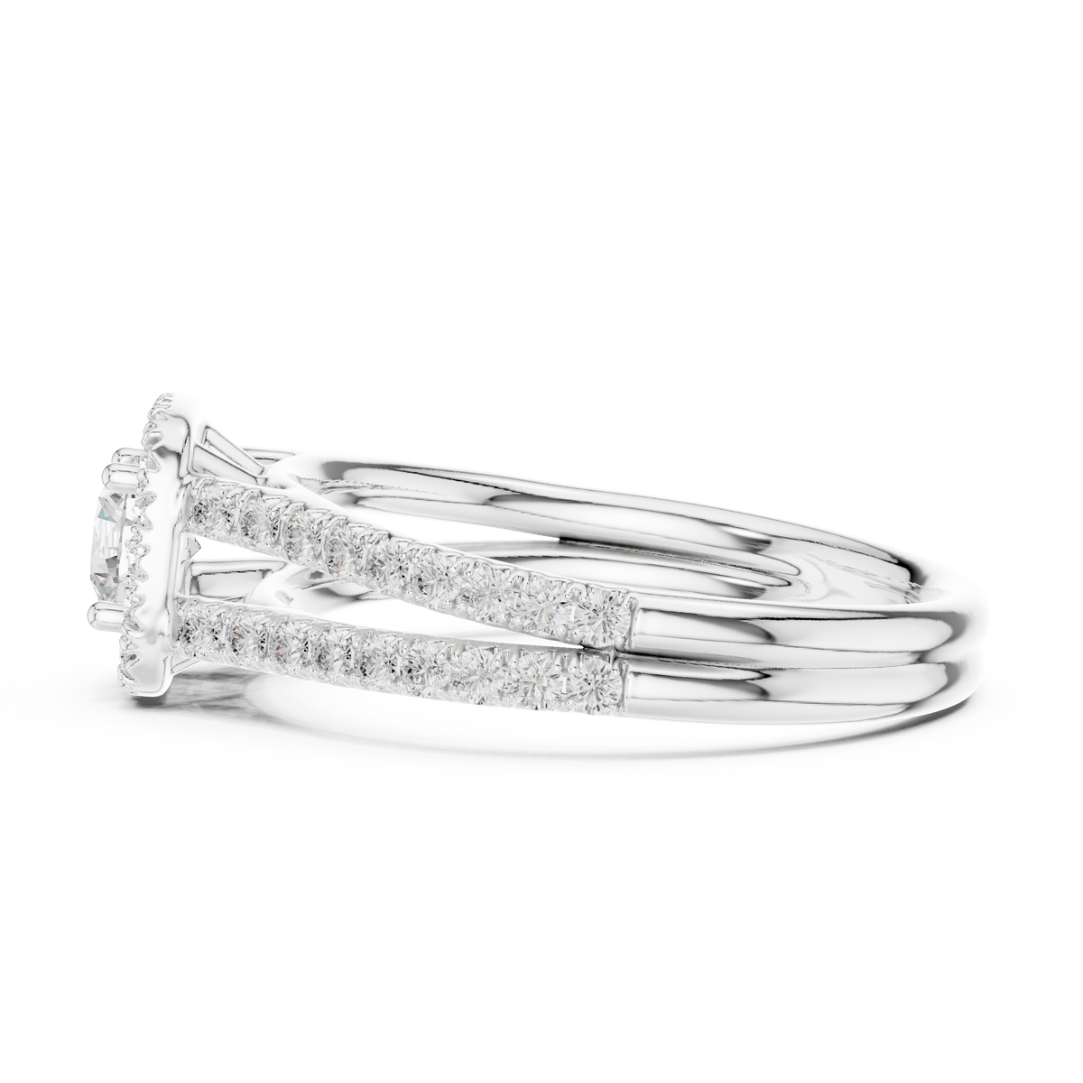 Gold 1Ct Halo Split Shank Round Lab Grown Diamond Xavyn Ring