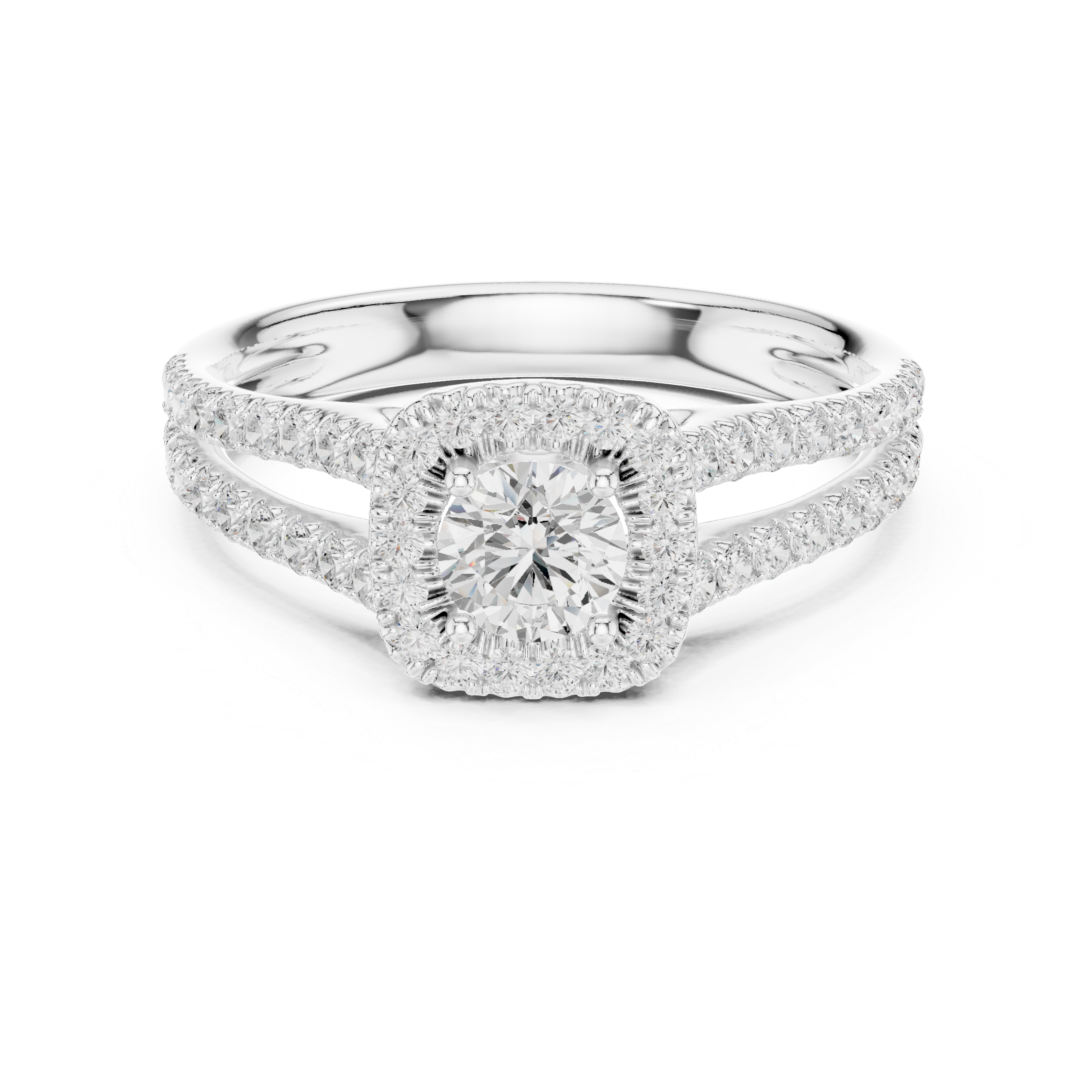 Gold 1Ct Halo Split Shank Round Lab Grown Diamond Xavyn Ring