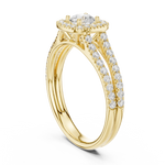 Gold 1Ct Halo Split Shank Round Lab Grown Diamond Xavyn Ring