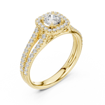 Gold 1Ct Halo Split Shank Round Lab Grown Diamond Xavyn Ring