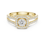 Gold 1Ct Halo Split Shank Round Lab Grown Diamond Xavyn Ring